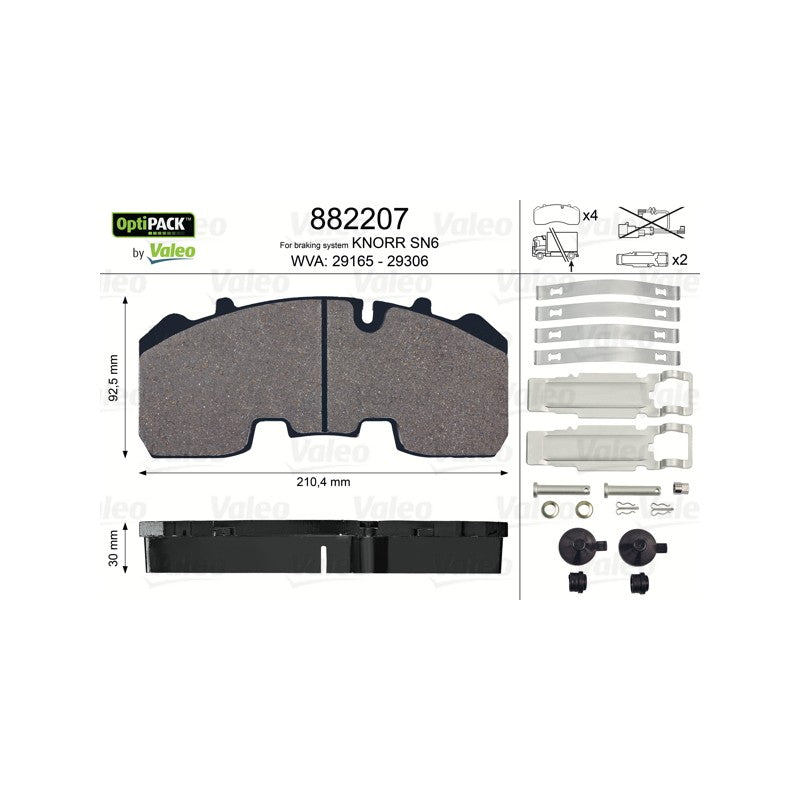 Set placute frana VALEO 882207