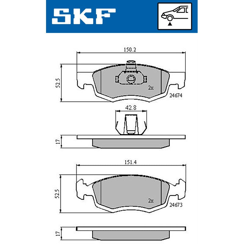 Set placute frana SKF VKBP 80294