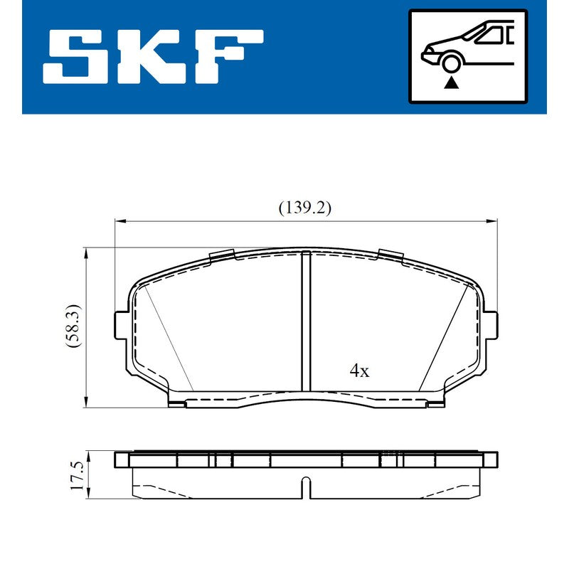 Set placute frana SKF VKBP 80612 A
