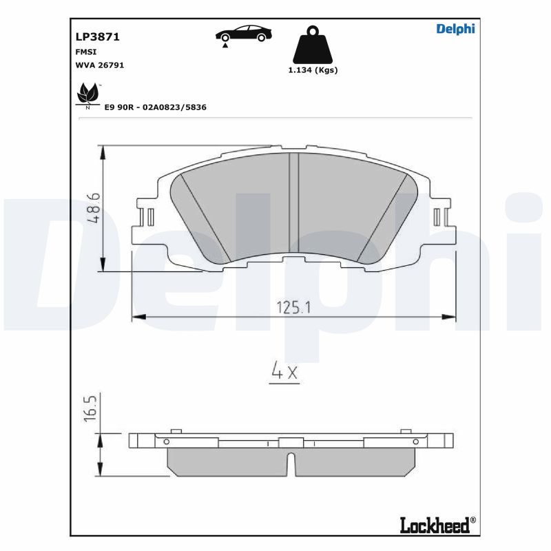 Set placute frana DELPHI LP3871