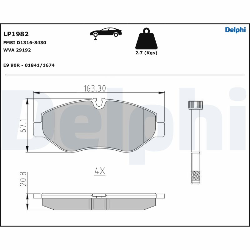 Set placute frana de mana DELPHI LP1982