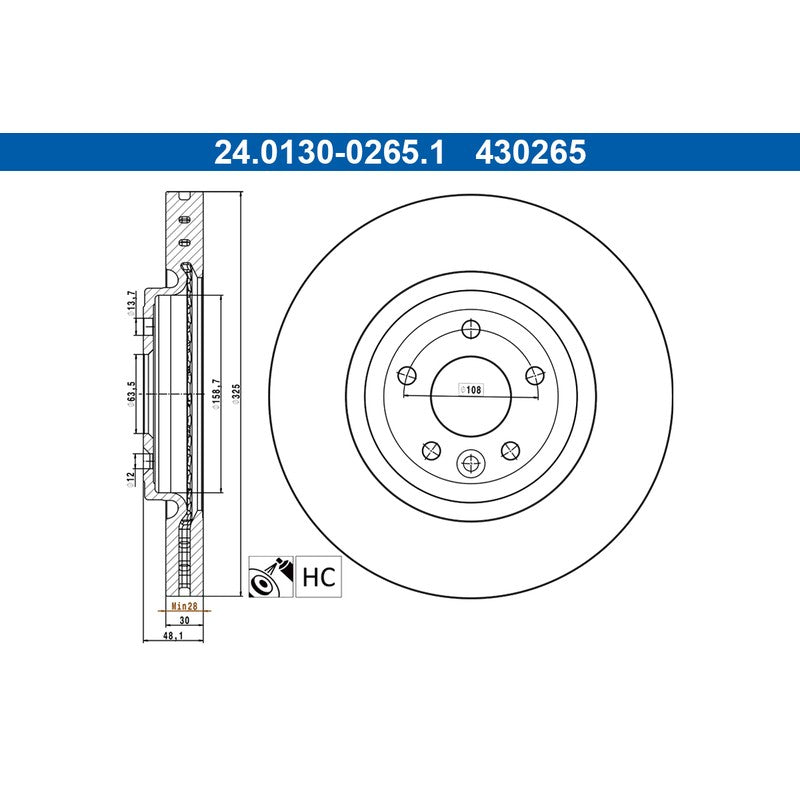 Disc frana ATE 24.0130-0265.1