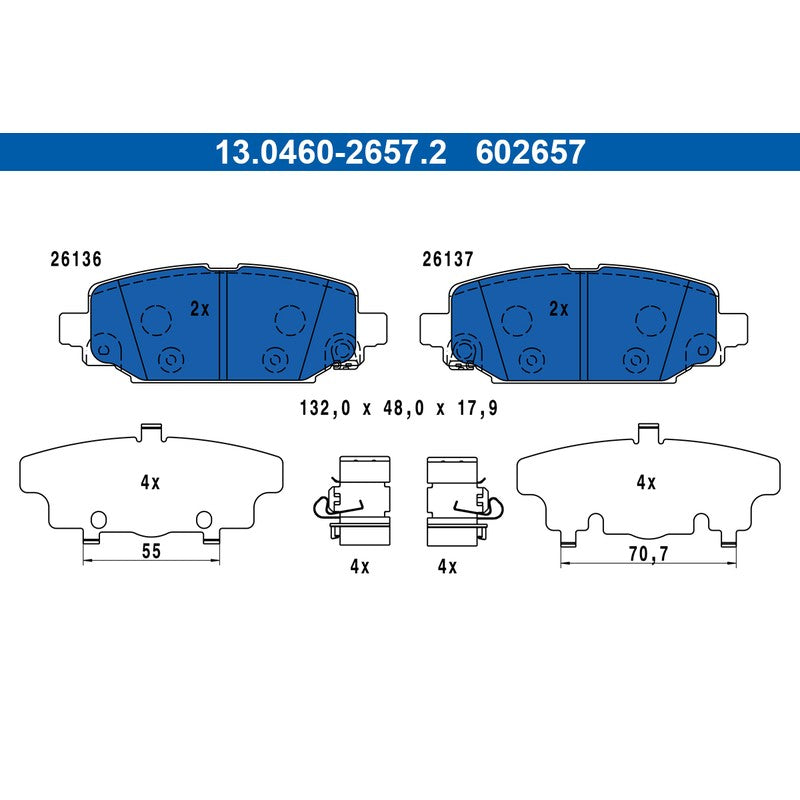 Set placute frana ATE 13.0460-2657.2