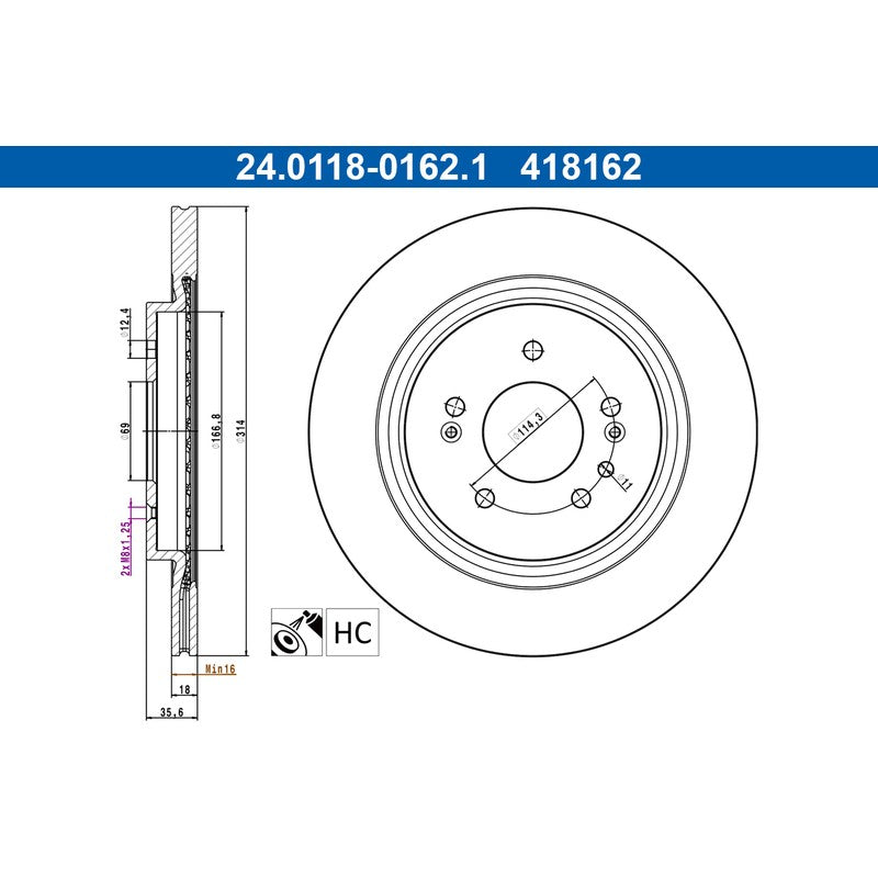Disc frana ATE 24.0118-0162.1