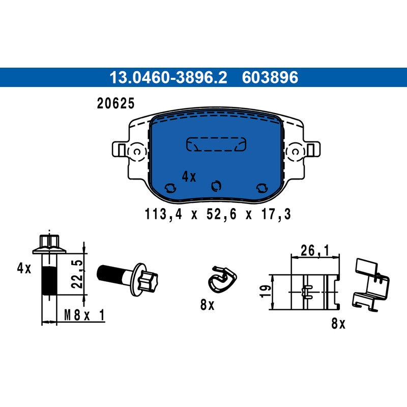 Set placute frana ATE 13.0460-3896.2