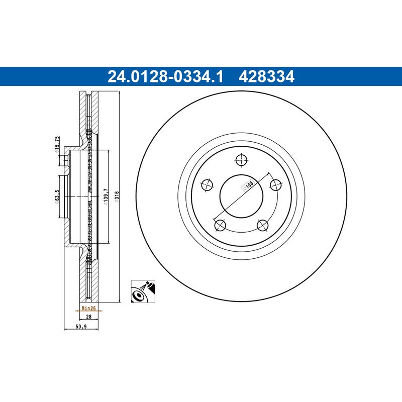Disc frana ATE 24.0128-0334.1