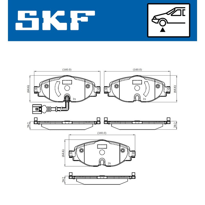 Set placute frana SKF VKBP 80018 E