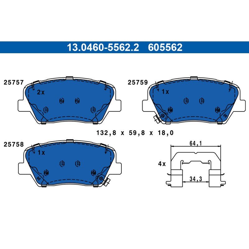 Set placute frana ATE 13.0460-5562.2