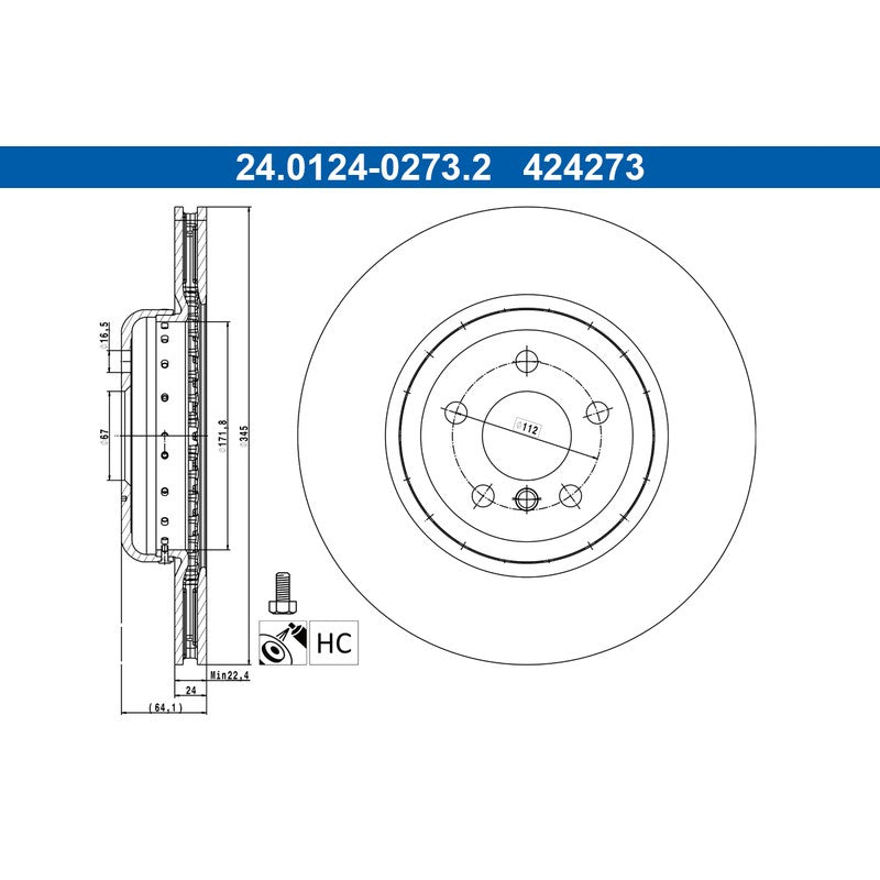 Disc frana ATE 24.0124-0273.2