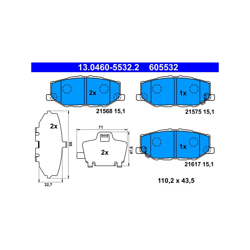 Set placute frana ATE 13.0460-5532.2
