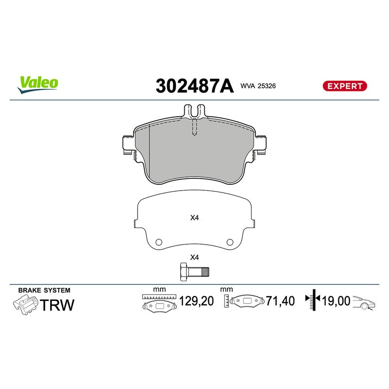 Set placute frana VALEO 302487A