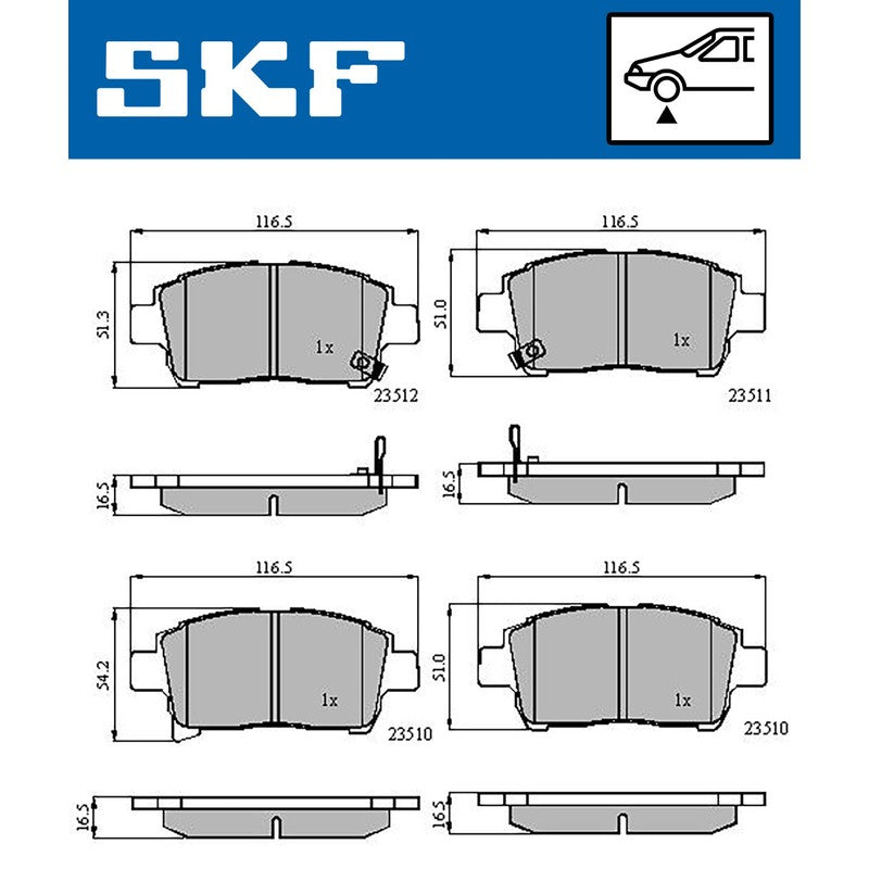 Set placute frana SKF VKBP 80382 A
