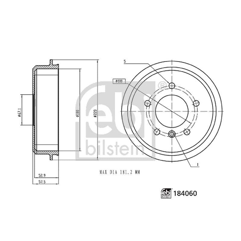 Tambur frana FEBI BILSTEIN 184060