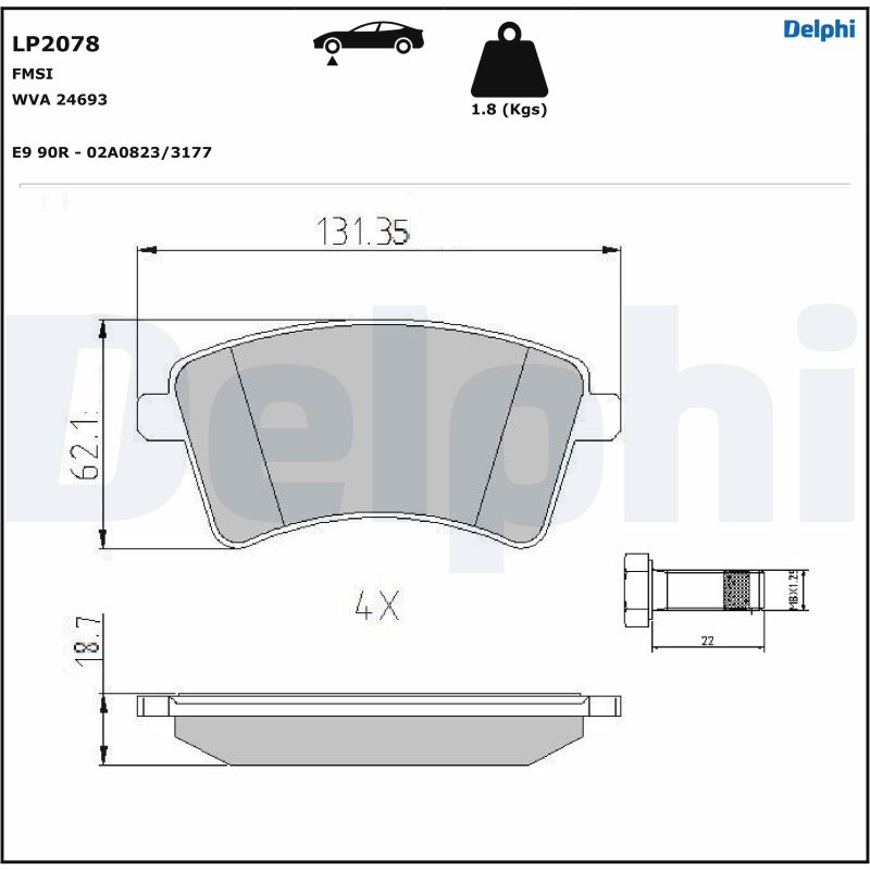 Set placute frana DELPHI LP2078
