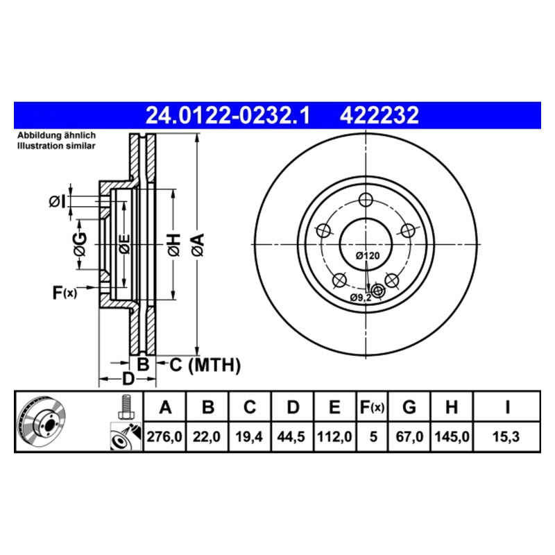 Disc frana ATE 24.0112-0232.1