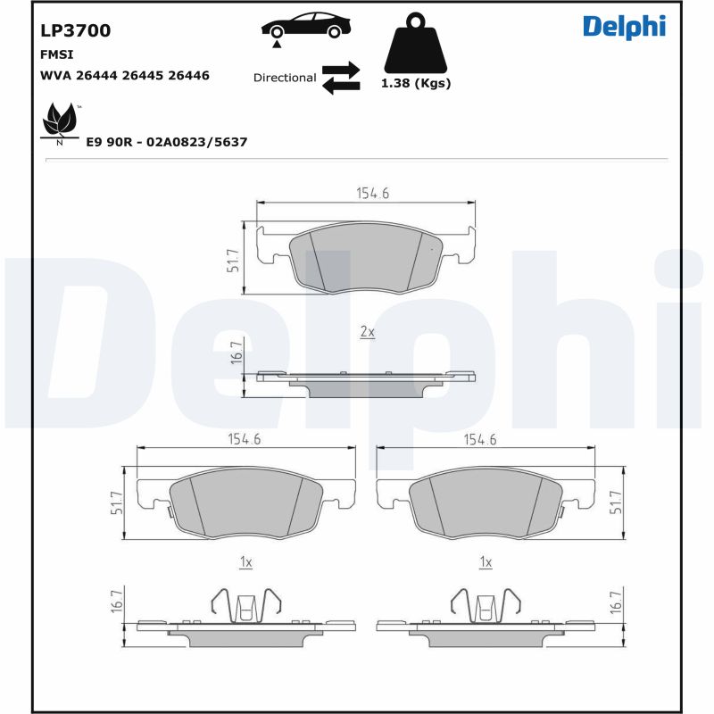 Set placute frana DELPHI LP3700