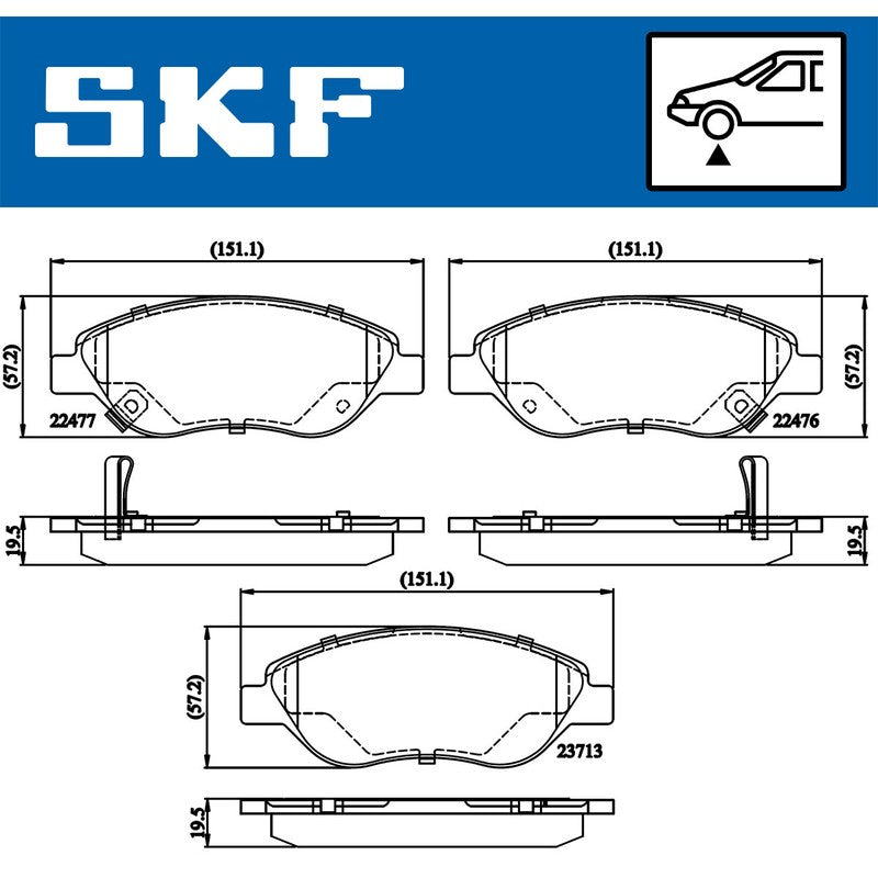 Set placute frana SKF VKBP 80322 A