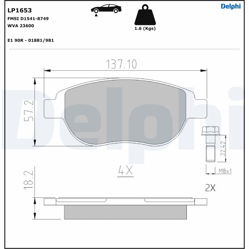 Set placute frana DELPHI LP1653