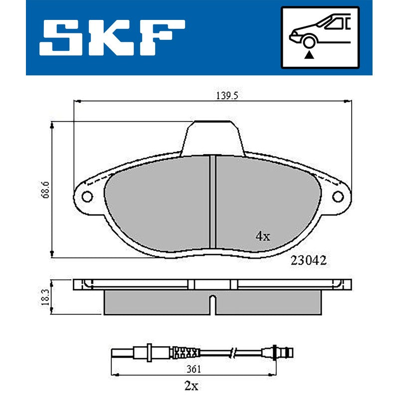 Set placute frana SKF VKBP 80423 E