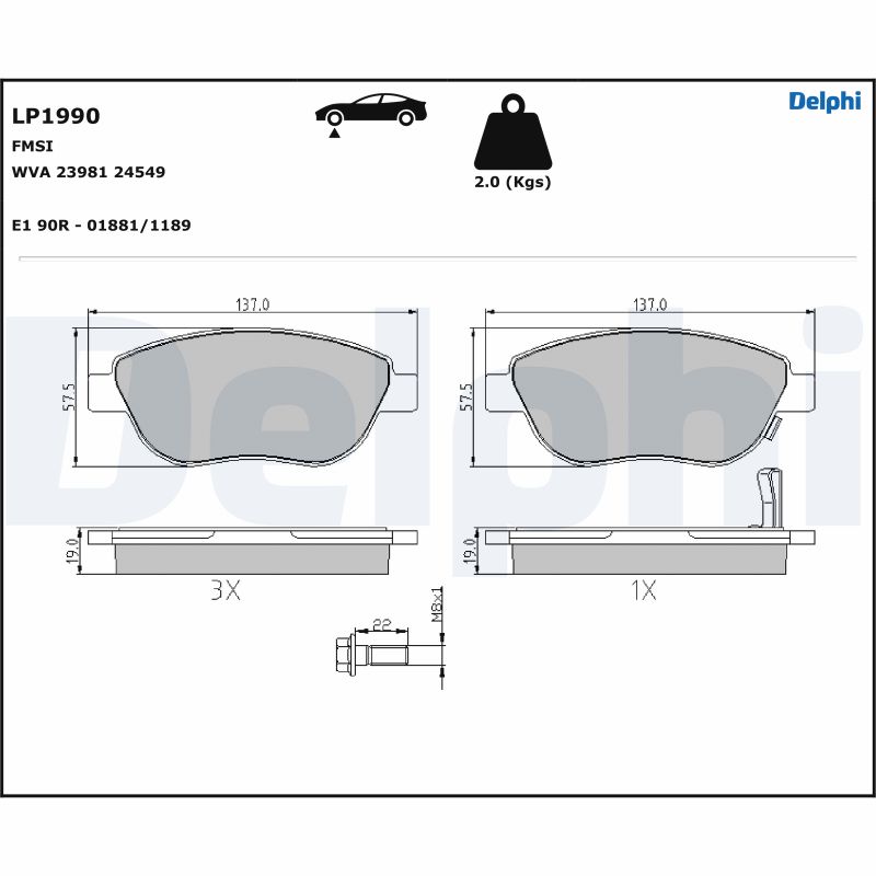 Set placute frana DELPHI LP1990