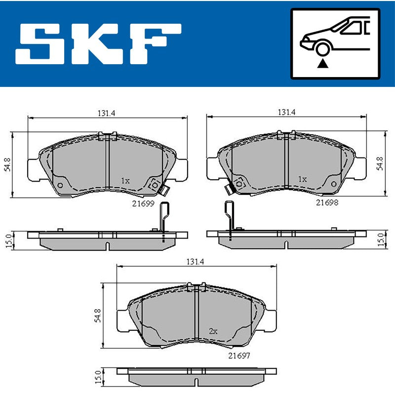 Set placute frana SKF VKBP 80521 A