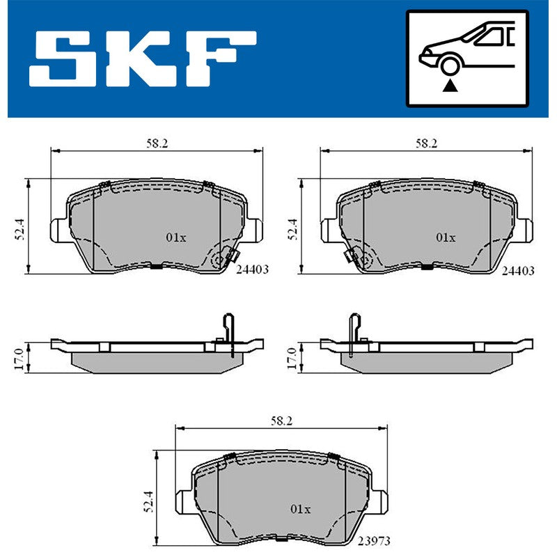 Set placute frana SKF VKBP 80182 A