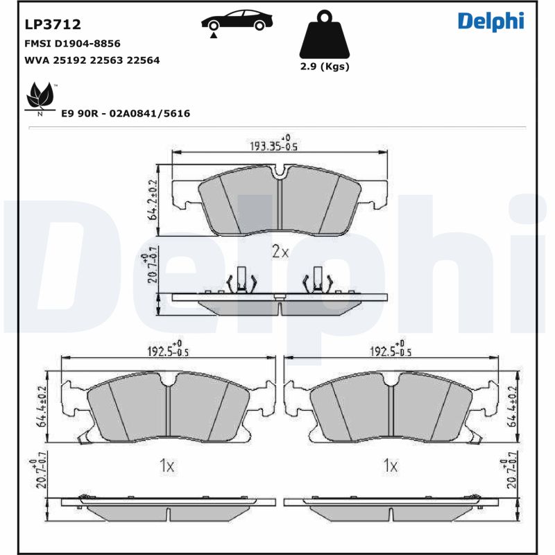 Set placute frana DELPHI LP3712