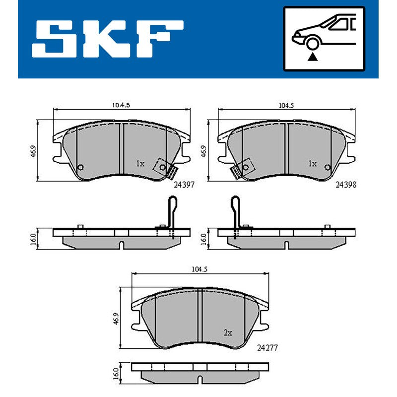 Set placute frana SKF VKBP 80621 A