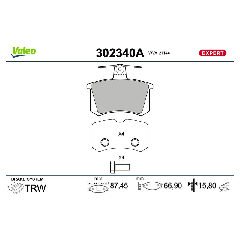 Set placute frana VALEO 302340A