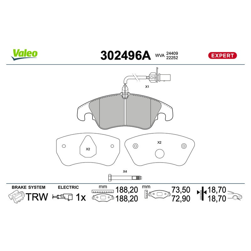 Set placute frana VALEO 302496A