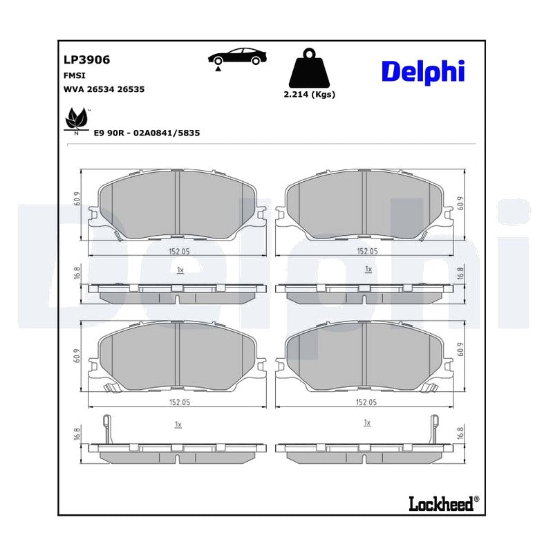 Set placute frana DELPHI LP3906