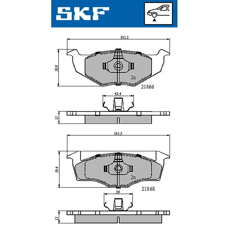 Set placute frana SKF VKBP 80278