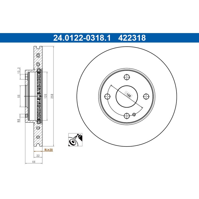 Disc frana ATE 24.0122-0318.1