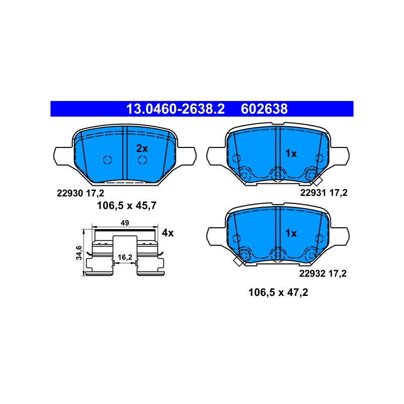 Set placute frana ATE 13.0460-2638.2