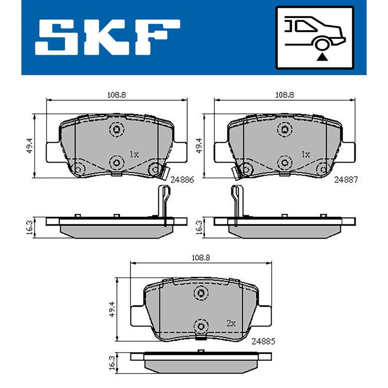 Set placute frana SKF VKBP 90458 A