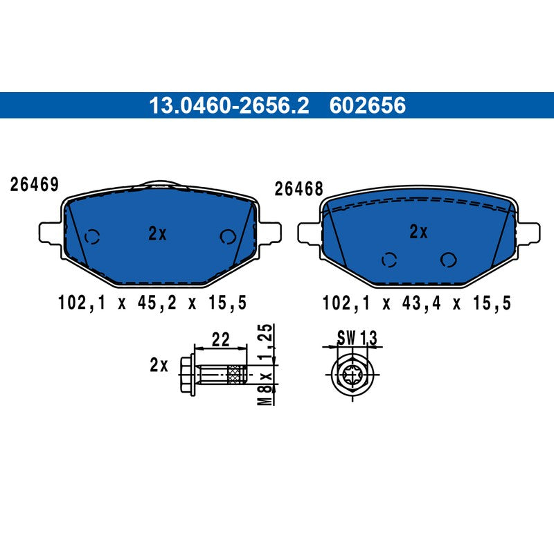Set placute frana ATE 13.0460-2656.2