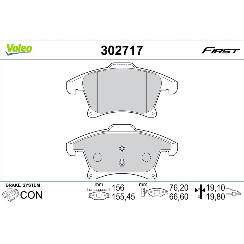 Set placute frana VALEO 302717