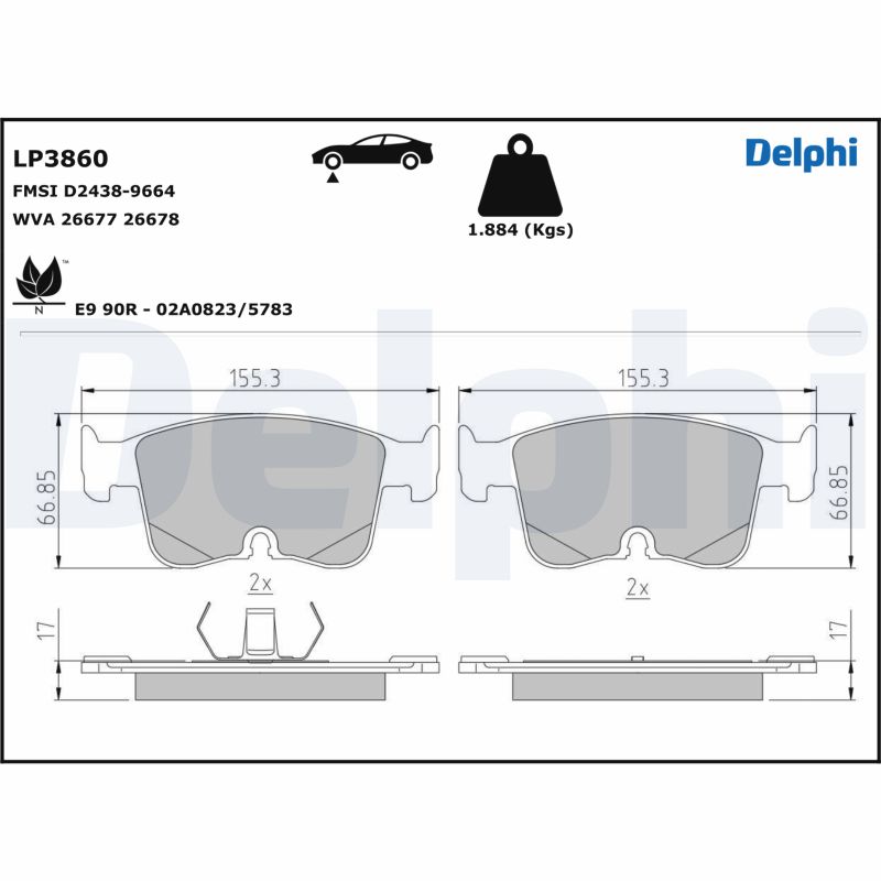 Set placute frana DELPHI LP3860