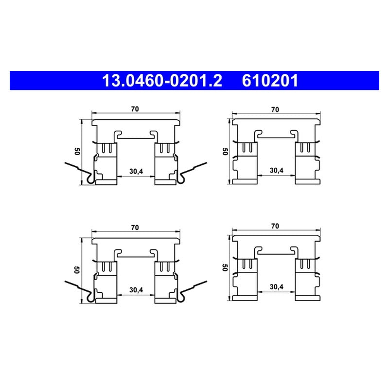 Kit accesorii placute frana ATE 13.0460-0201.2