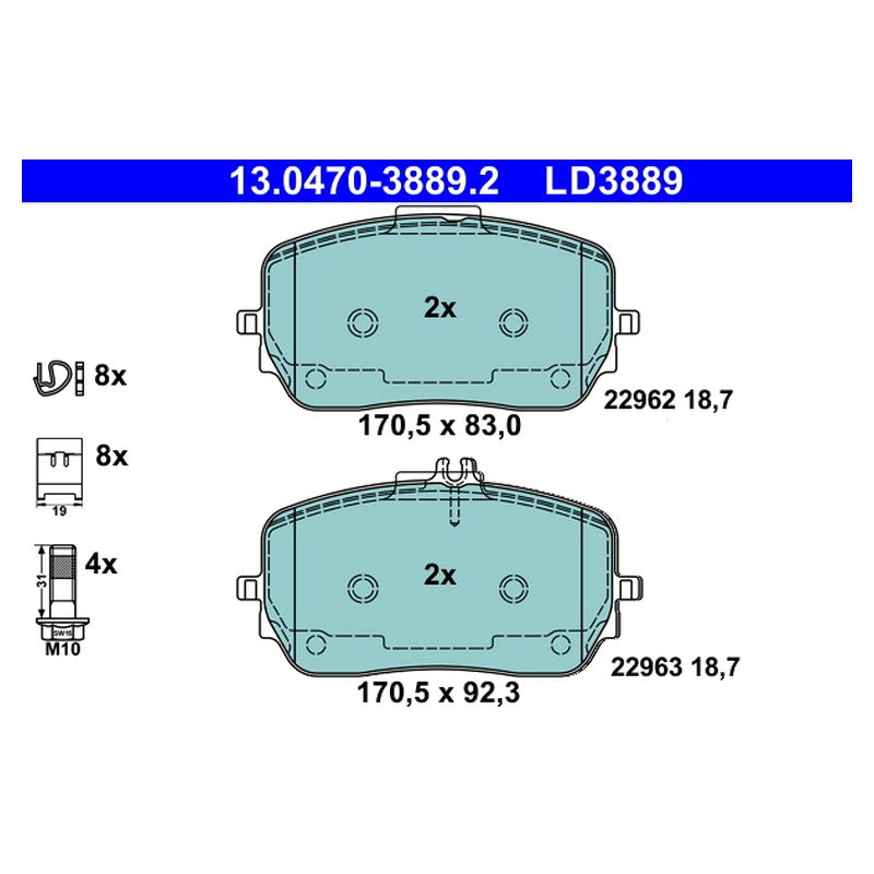 Set placute frana ATE 13.0470-3889.2