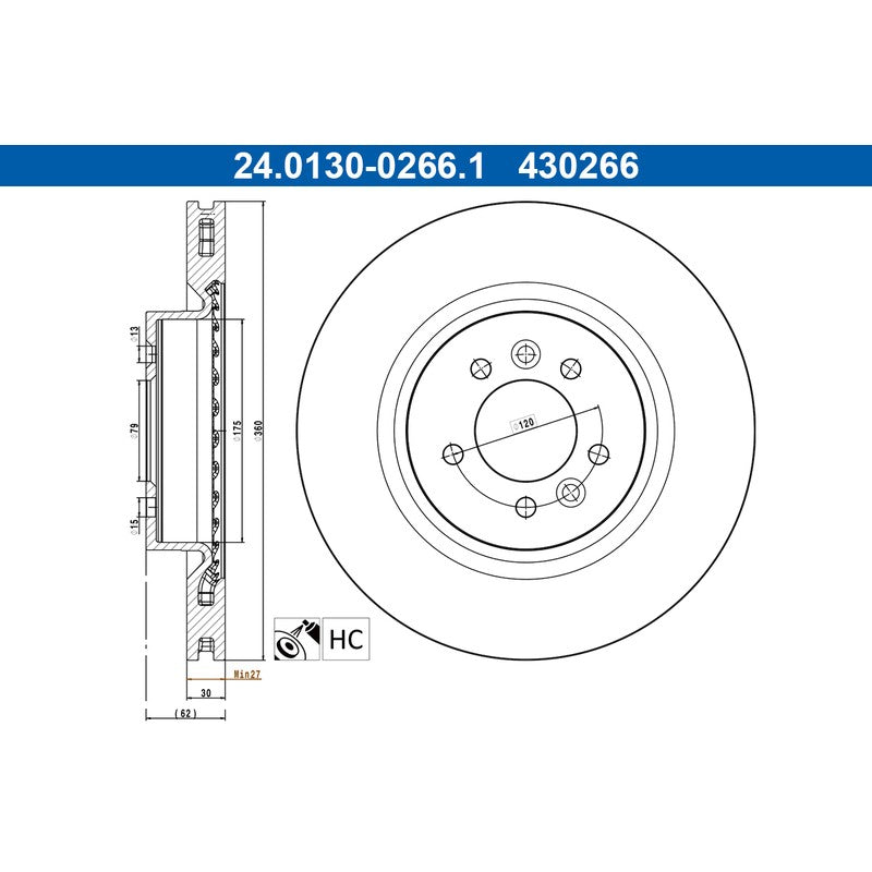 Disc frana ATE 24.0130-0266.1