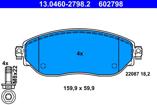 Set placute frana ATE 13.0460-2798.2