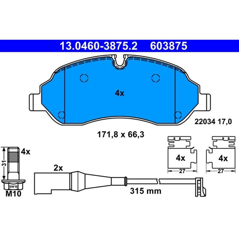 set placute frana,frana disc 13.0460-3875.2 ATE