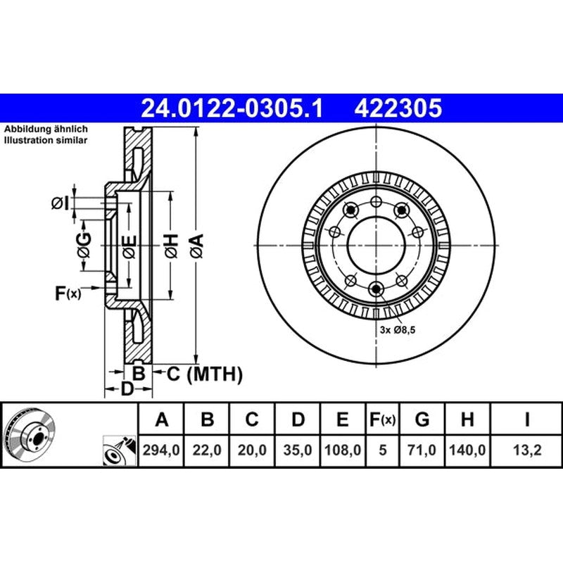 Disc frana 24.0122-0305.1 ATE