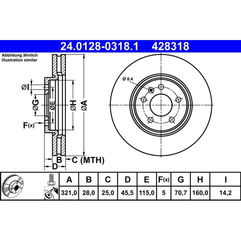 Disc frana 24.0128-0318.1 ATE