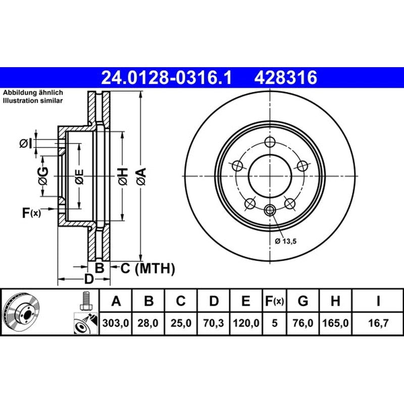 Disc frana 24.0128-0316.1 ATE