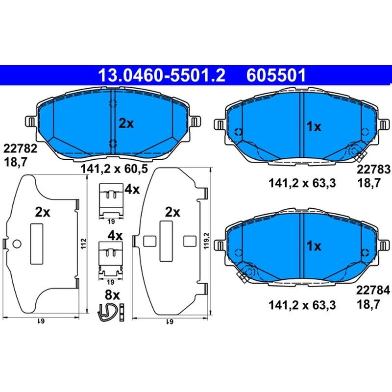 set placute frana,frana disc 13.0460-5501.2 ATE