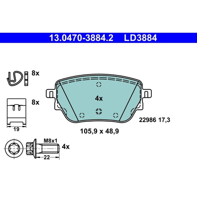 set placute frana,frana disc 13.0470-3884.2 ATE