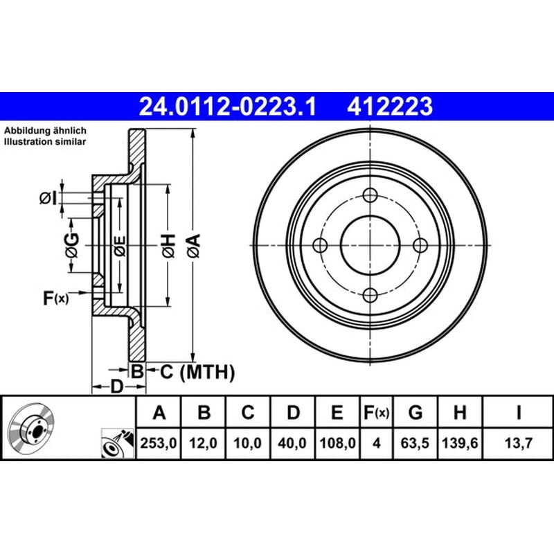 Disc frana 24.0112-0223.1 ATE