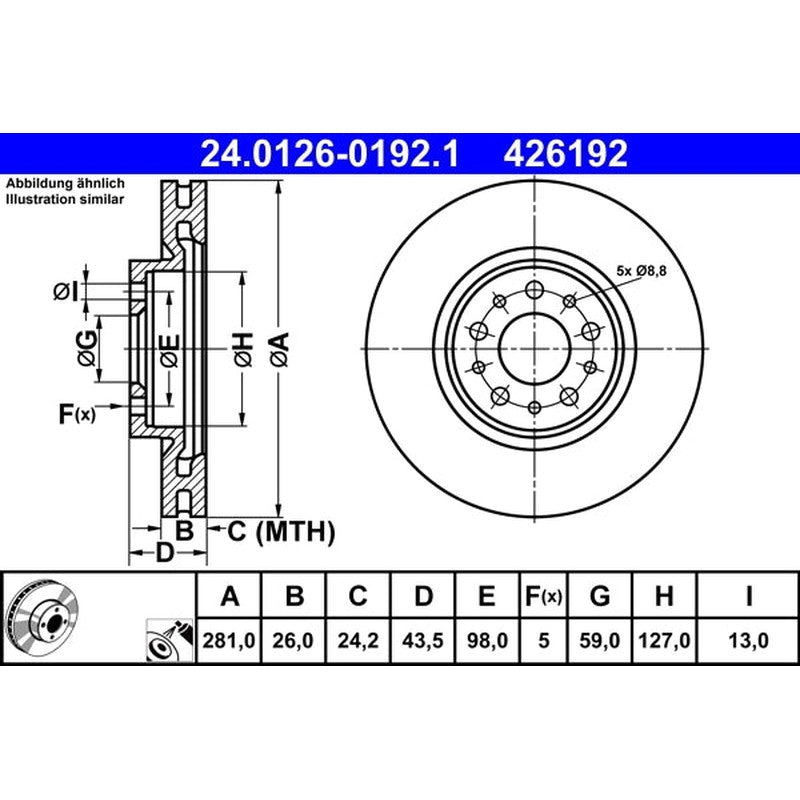 Disc frana 24.0126-0192.1 ATE